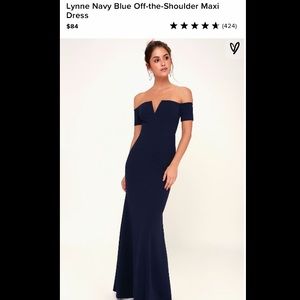 *NWT* Lulus’s Navy Off the Shoulder Maxi Dress